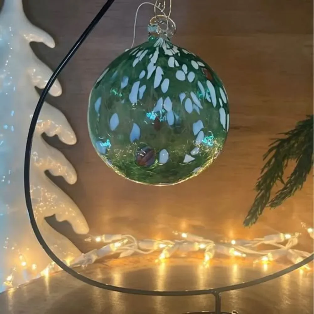 Handblown Murano Glass Witch Ball Ornament new with tags 3.5”